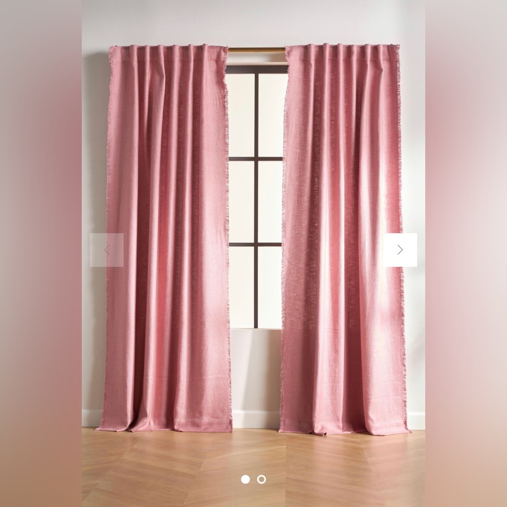 - New Anthropologie Luxe Linen Blend Woven Curtain Rose 65" x 50"